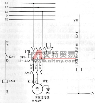 1区输送电机主电路及其控制电路图