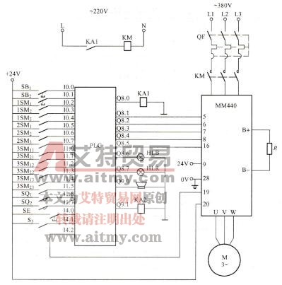 图7-4 PLC接线原理图