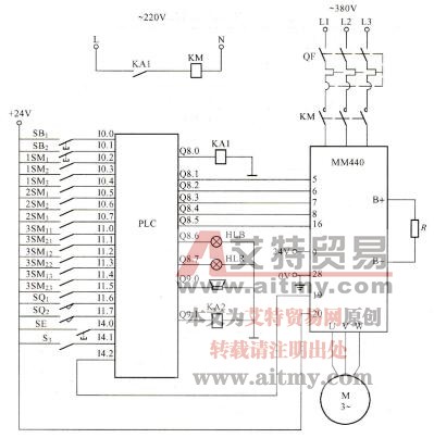 图7-4 PLC接线原理图
