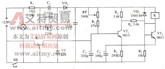 继电器的延迟灯电路