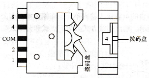 一位拨码开关的示意图