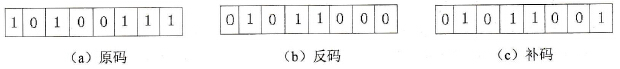8位二进制数的原码、反码和补码形式