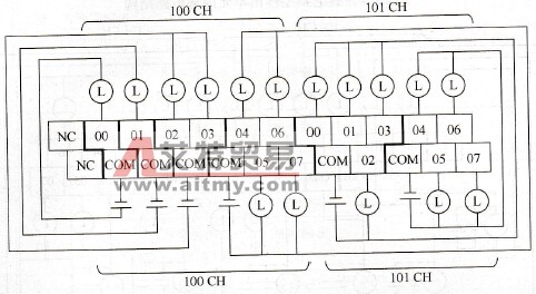  漏型晶体管型输出端子接线示意图
