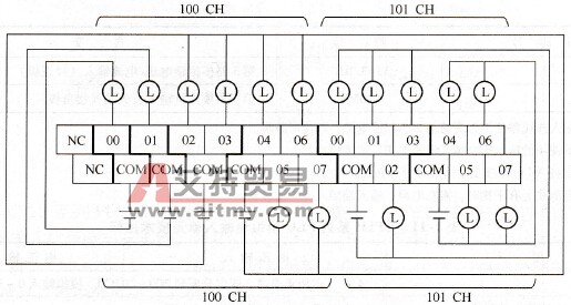 源型晶体管型输出端子接线示意图