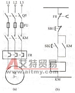 三相异步电动机单向运转控制电路图