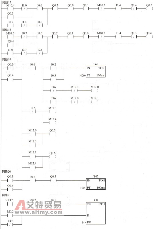 具有3个任务的自动扶梯控制梯形图（三）