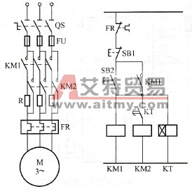 三相异步机定子串电阻启动控制电路