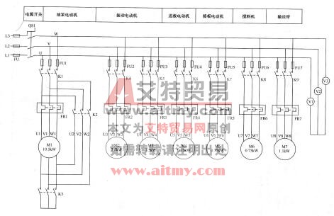 图11-3砌块成型机电气主电路图