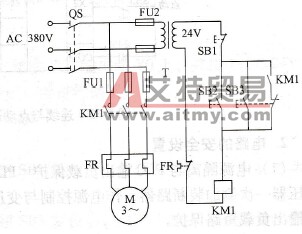 继电器控制电动机连续与点动单向运转