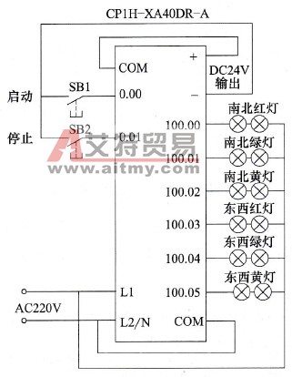 交通信号灯的PLC控制线路图