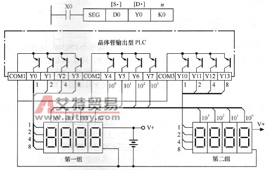 带锁存的七段显示接线图