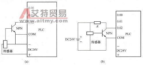传感器输出为集电极开路门开关信号的接线图