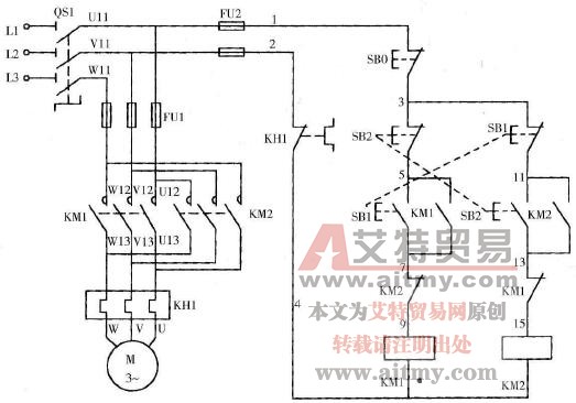 三相交流异步电动机正反转控制电路