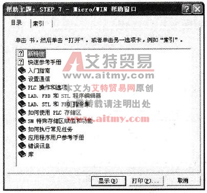 STEP 7-Micro/WIN的帮助窗口