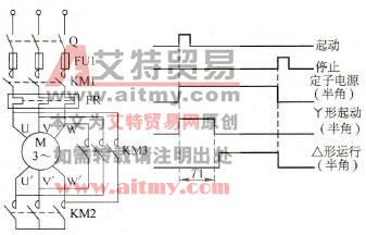 Y-△起动控制的原理图和时序图