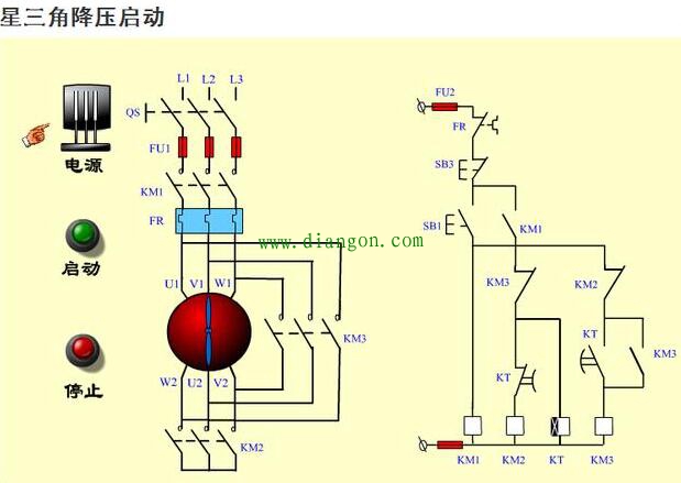 电动机星三角换接起动原理图解 