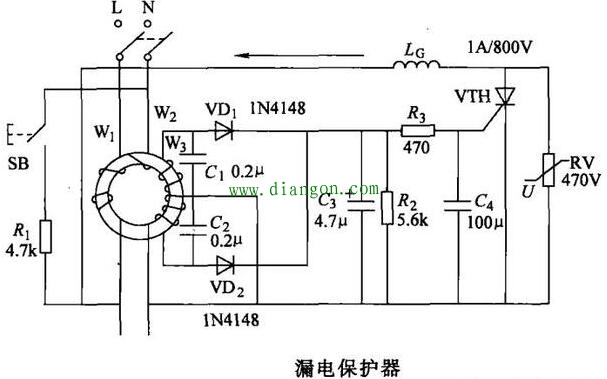 家用漏电保护器过电压保护电路原理图解 