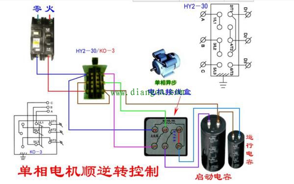 单相电动机双电容接法_单相双值电容异步电动机接线图 