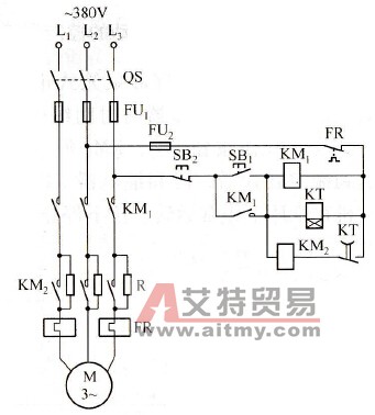 电动机定子绕组串联电阻启动控制电路