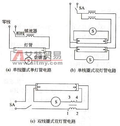 荧光灯电路的接线原理图有哪几种？
