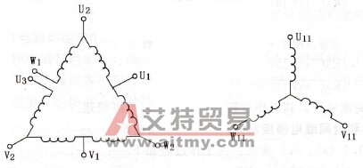 接触器控制的三速电动机启动和自动加速控制电