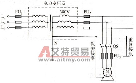 电动机保安接零线路