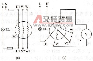 如何用电压表与电灯泡联合判别三相异步电动机