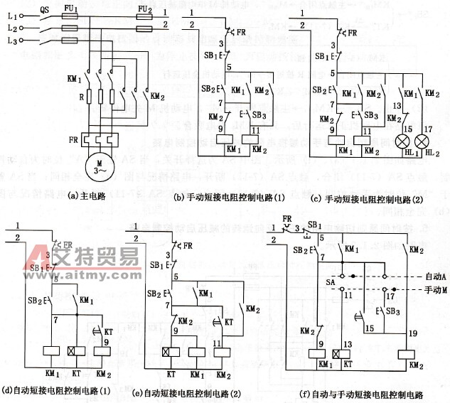 笼型感应电动机按时间原则自动与手动短接电阻