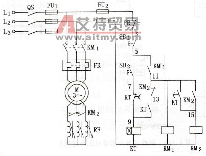 单向运转串频敏变阻器启动控制电路