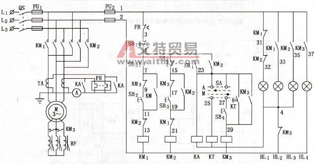 正、反向运转的转子串频敏变阻器启动控制电路