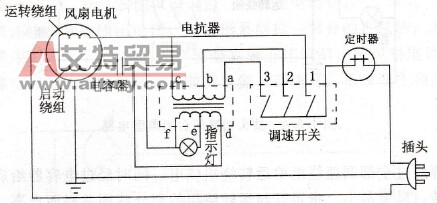 电抗器调速的台扇电路