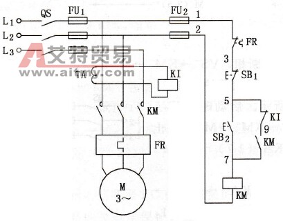 穿心式互感器与电流继电器的断相保护电路