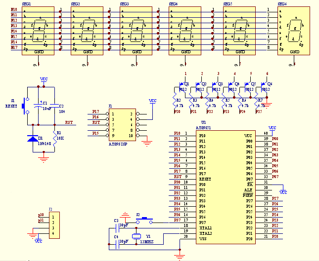 使用单片机制作的6位数字钟