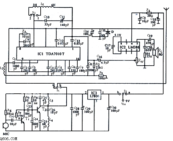 TDA7010TLM386调频对讲机电路与制作