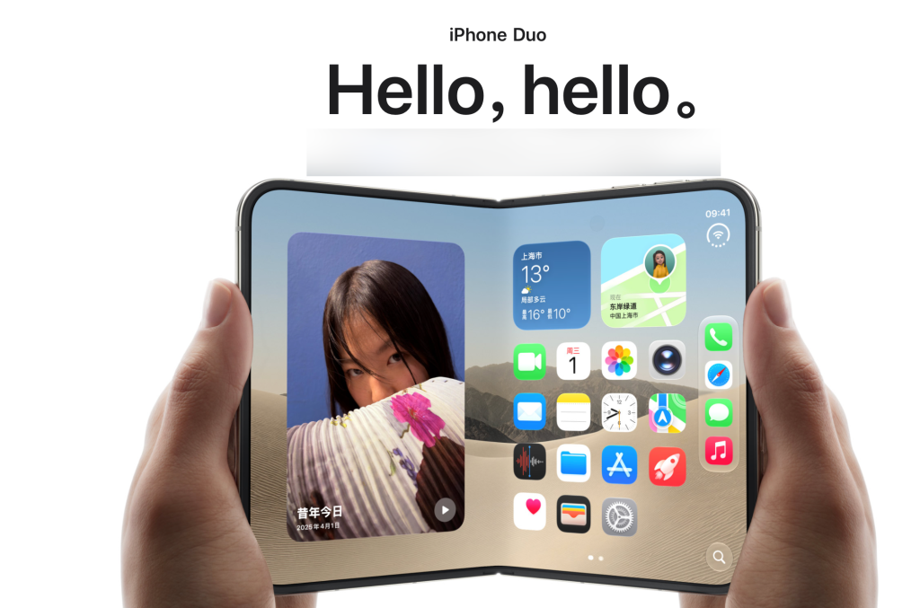 iPhone Duo 发布：苹果首款折叠屏 iPhone，7.6 英寸内屏，15,999 元起